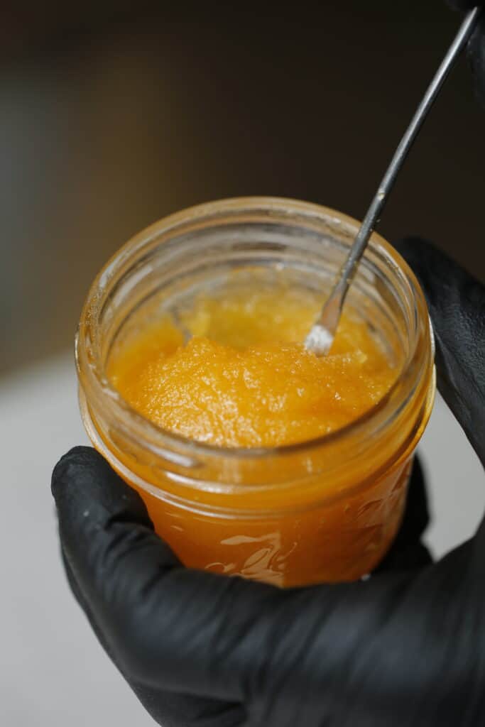 A cannabis concentrate in the curing jar.