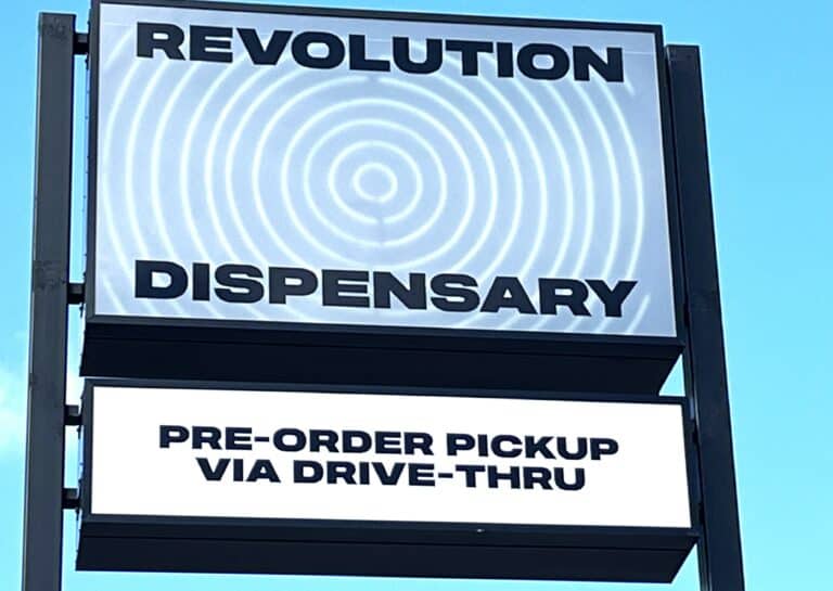 Revolution Dispensary store sign that says 